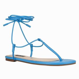 Nine West Tella Ankle Wrap Flat Sandals - Blue - Ireland (WN4390518)